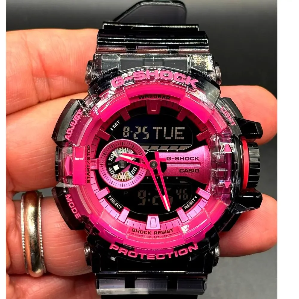 Casio G-Shock GA-400SK-1A4 Clear Pink Skeleton Analog Digital Watch NIBWT